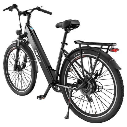 ESKUTE ES-28-LJ Electric Bike, 250W BAFANG Motor, 36V 20Ah Battery, 28*1.75&#39; Tires, 25km/h Max Speed, 120km Range, SHIMANO 7-speed, Hydraulic Suspension Front Fork - Black
