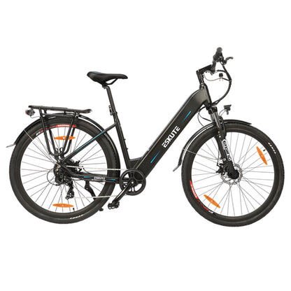 ESKUTE ES-28-SD Electric Bike, 250W Motor, 36V 14.5Ah Battery, 28 x 1.75&#39;&#39; Tires, 25km/h Max Speed, 90km Range, Disc Brakes, Suspension Front Fork, SHIMANO 7 Speed, LCD Display - Black