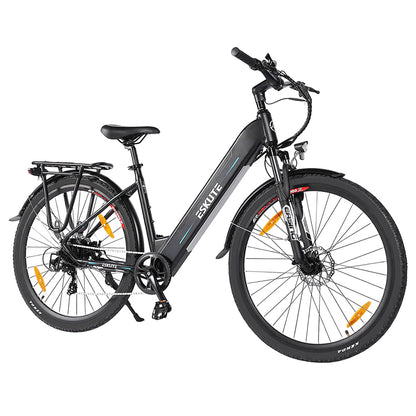 ESKUTE ES-28-SD Electric Bike, 250W Motor, 36V 14.5Ah Battery, 28 x 1.75&#39;&#39; Tires, 25km/h Max Speed, 90km Range, Disc Brakes, Suspension Front Fork, SHIMANO 7 Speed, LCD Display - Black