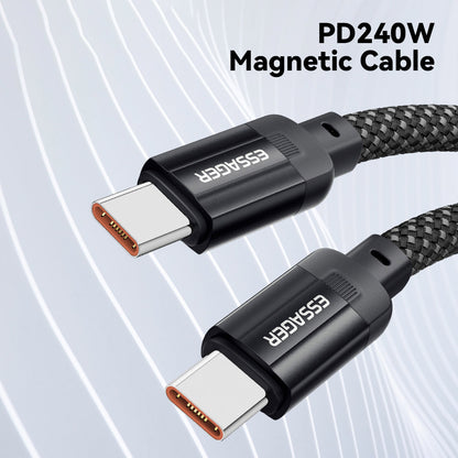 ESSAGER 240W 5A Type-C to Type-C Charging Cable, USB2.0 480Mbps, Magnetic Adsorption, Flexible Adjustment, E-Marker Chip, 1m