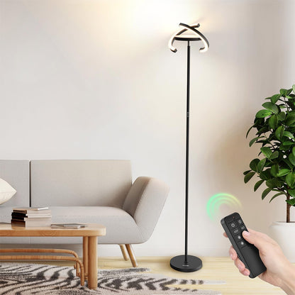 FIMEI PY-F1205 LED Floor Lamp, Central Upward Light, 3000K-6000K Color Temperature, Stepless Dimming, Remote Control/Touch Control, for Living Room - Black