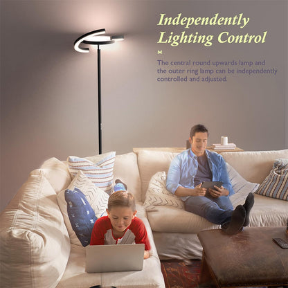 FIMEI PY-F1205 LED Floor Lamp, Central Upward Light, 3000K-6000K Color Temperature, Stepless Dimming, Remote Control/Touch Control, for Living Room - Black