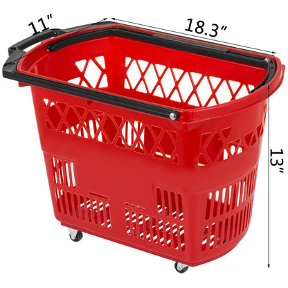 VEVOR 6ks Nákupné vozíky Plastové rolovacie nákupné košíky s kolieskami a rúčkami Prenosná súprava pre maloobchod Supermarket KTV