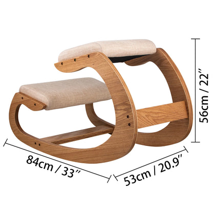 VEVOR Ergonomické hojdacie drevené stoličky na kolená Stolička Správna poloha Počítačová stolička Originálny nábytok do domácej kancelárie Hrubý vankúš