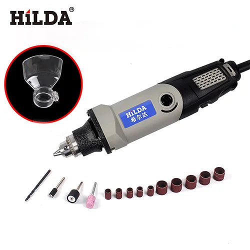 HILDA Elektrická vŕtačka Rotačné náradie Elektrické náradie Variabilná rýchlosť 400W Mini vŕtačka 6-polohová minibrúska Rotačné náradie