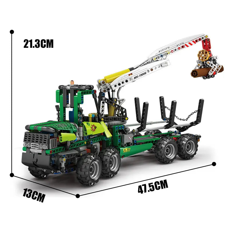 MOLD KING 19006 Technické stavebné bloky APP Pneumatický lesný stroj Truck Model MOC-32456 Hračky Pre deti Vianočné darčeky