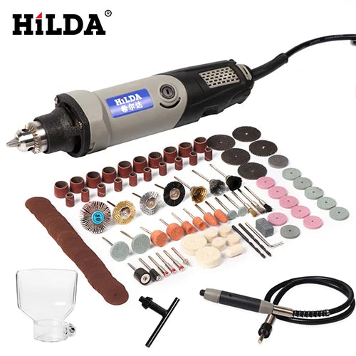 HILDA Elektrická vŕtačka Rotačné náradie Elektrické náradie Variabilná rýchlosť 400W Mini vŕtačka 6-polohová minibrúska Rotačné náradie