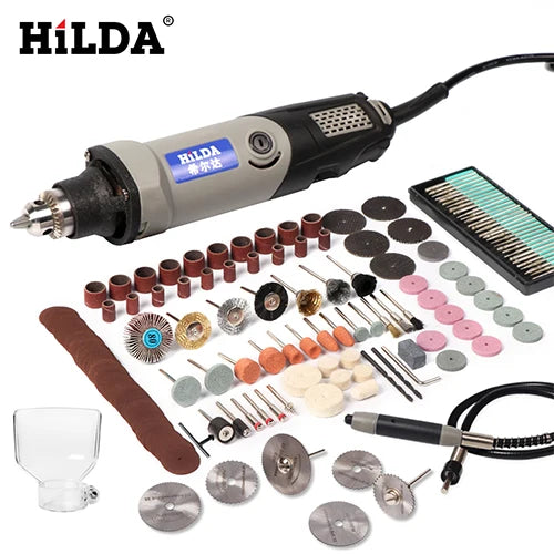 HILDA Elektrická vŕtačka Rotačné náradie Elektrické náradie Variabilná rýchlosť 400W Mini vŕtačka 6-polohová minibrúska Rotačné náradie