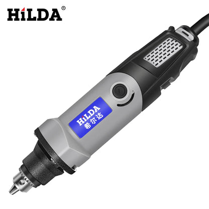 HILDA Elektrická vŕtačka Rotačné náradie Elektrické náradie Variabilná rýchlosť 400W Mini vŕtačka 6-polohová minibrúska Rotačné náradie