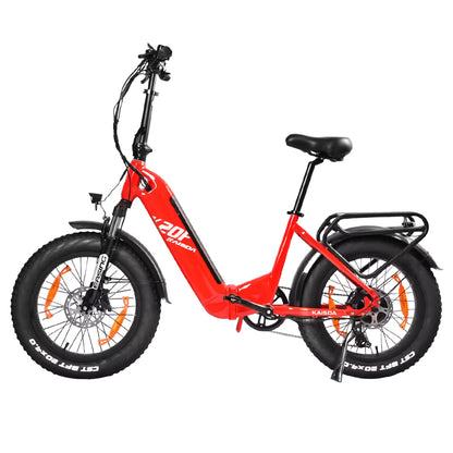 KAISDA K20F Electric Bike, 250W Motor, 36V 25Ah Battery, 20*4.0-inch Tires, 25km/h Max Speed, 80-120km Range, SHIMAN0 7-Speed - Red