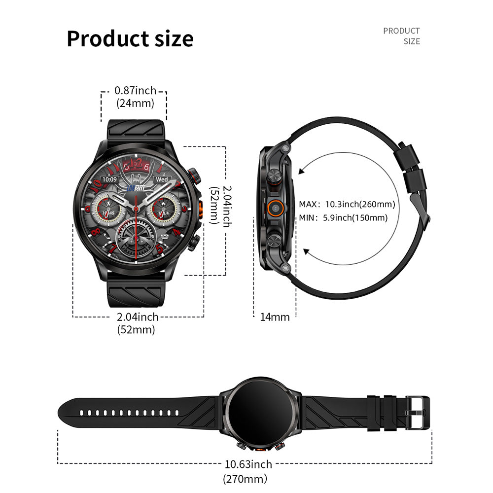 LOKMAT APPLLP 8 Pro Smartwatch, Android 8.1, 1.85&#39;&#39; HD TFT Screen, 4G Calling, NFC Access, Heart Rate Blood Oxygen Monitoring