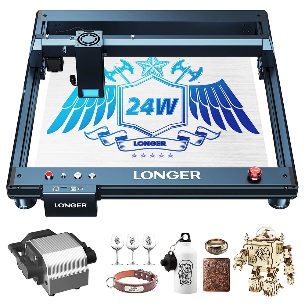 LONGER Laser B1 20W Laser Engraver Cutter, 4-core Laser Head, 22-24W Output Power, 450 x 440mm&#160;Engraving Area