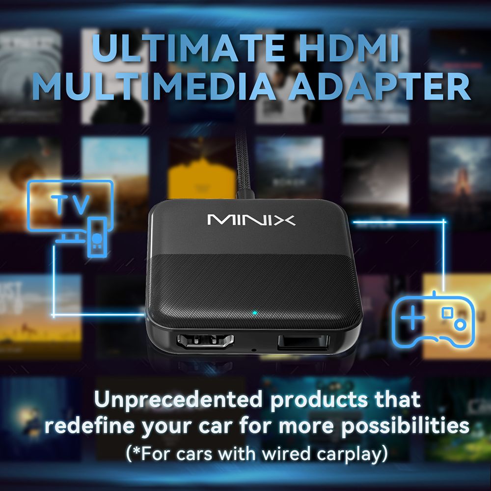 MINIX CA361 Wireless CarPlay Adapter, with HDMI/USB, Plug &amp; Play