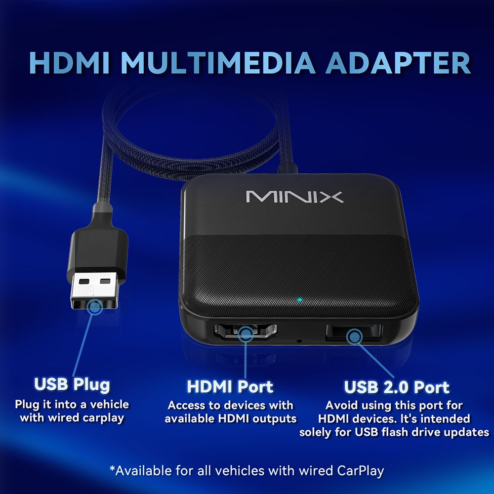 MINIX CA361 Wireless CarPlay Adapter, with HDMI/USB, Plug &amp; Play