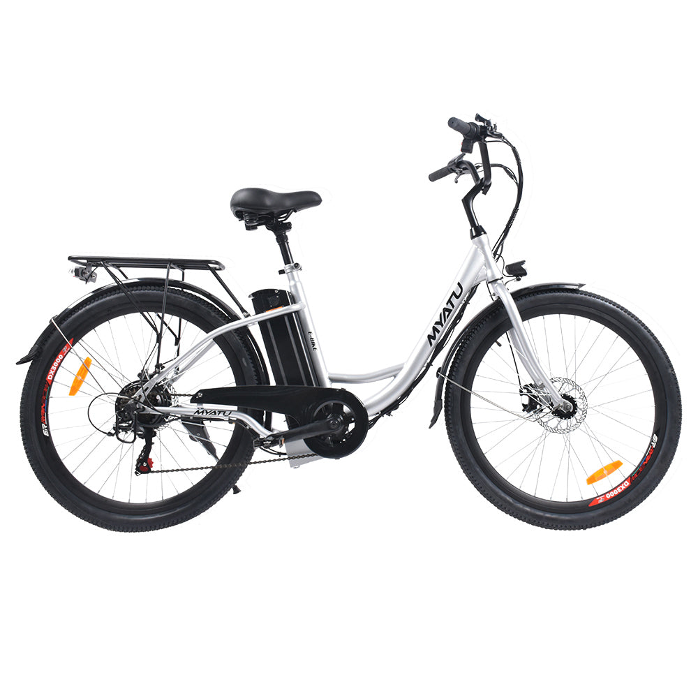 MYATU MYT-TYY Electric Bike, 350W Motor, 36V 15Ah Battery, 26*1.95&#39;&#39; Tires, 25km/h Max Speed, 50km Range, Disc Brake, Shimano 7-speed