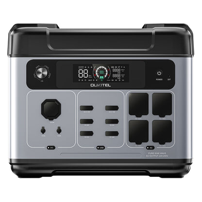 OUKITEL P2001 Plus Portable Power Station, 2400W AC Output, 2048Wh LiFePO4 Battery, 13 Outlets, 80% Charge in 1Hr, Smart APP Control, Adjust at 400W/800W/1200W/1800W, 2000W UPS &lt; 10ms, Max. 500W Solar Input, IP54 Dust-Proof &amp; Splash-Proof
