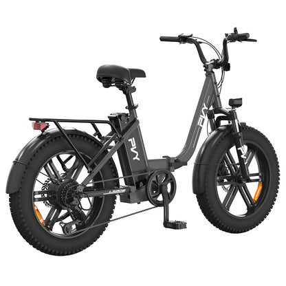 PVY LS20 Electric Bike, 250W Motor, 48V 16.5Ah Battery, 20*4.0 inch Fat Tires, 25km/h Max Speed, 100km Range, Hydraulic Brake, Lockable Shock Absorbing Fork, Shimano 7-speed, LCD Display - Grey