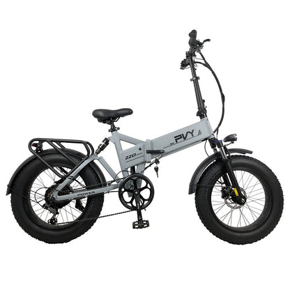 PVY Z20 Plus 1000W Folding Electric Bike 20*4.0 Fat Tire 48V 16.5Ah Battery 80-120km Range Shimano 7-Speed Shifter Lockable Suspension Fork and Rear Shock, Hydraulic Brake Color LCD Display 150kg Load - Grey