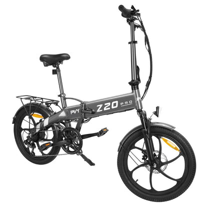 PVY Z20 Pro Folding Electric Bike, 250W 36V 14Ah (504Wh) Removable Battery, 20*2.3 inch Wide Tire, Max 100km Range, Aluminum Frame Mechanical Disc Brake, Suspension Fork, Shimano 6-speed, LCD Display IPX5 waterproof - Grey