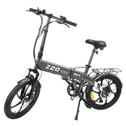 PVY Z20 Pro Folding Electric Bike, 250W 36V 14Ah (504Wh) Removable Battery, 20*2.3 inch Wide Tire, Max 100km Range, Aluminum Frame Mechanical Disc Brake, Suspension Fork, Shimano 6-speed, LCD Display IPX5 waterproof - Grey