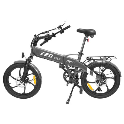 PVY Z20 Pro Folding Electric Bike, 250W 36V 14Ah (504Wh) Removable Battery, 20*2.3 inch Wide Tire, Max 100km Range, Aluminum Frame Mechanical Disc Brake, Suspension Fork, Shimano 6-speed, LCD Display IPX5 waterproof - Grey