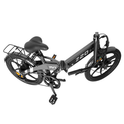 PVY Z20 Pro Folding Electric Bike, 250W 36V 14Ah (504Wh) Removable Battery, 20*2.3 inch Wide Tire, Max 100km Range, Aluminum Frame Mechanical Disc Brake, Suspension Fork, Shimano 6-speed, LCD Display IPX5 waterproof - Grey