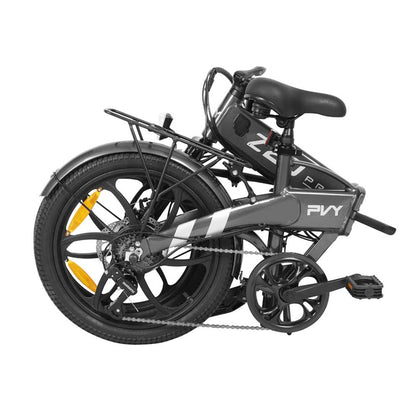 PVY Z20 Pro Folding Electric Bike, 250W 36V 14Ah (504Wh) Removable Battery, 20*2.3 inch Wide Tire, Max 100km Range, Aluminum Frame Mechanical Disc Brake, Suspension Fork, Shimano 6-speed, LCD Display IPX5 waterproof - Grey