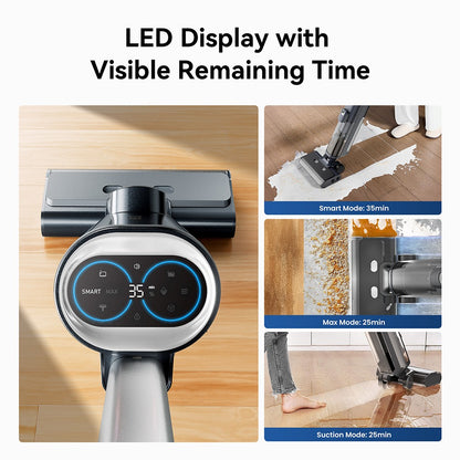 Proscenic F20A Cordless Vacuum and Mop, 35min Runtime, LED Screen, Self-Cleaning &amp; Air Drying, All-Around Edge Cleaning, App Control, Solid-Liquid Separation