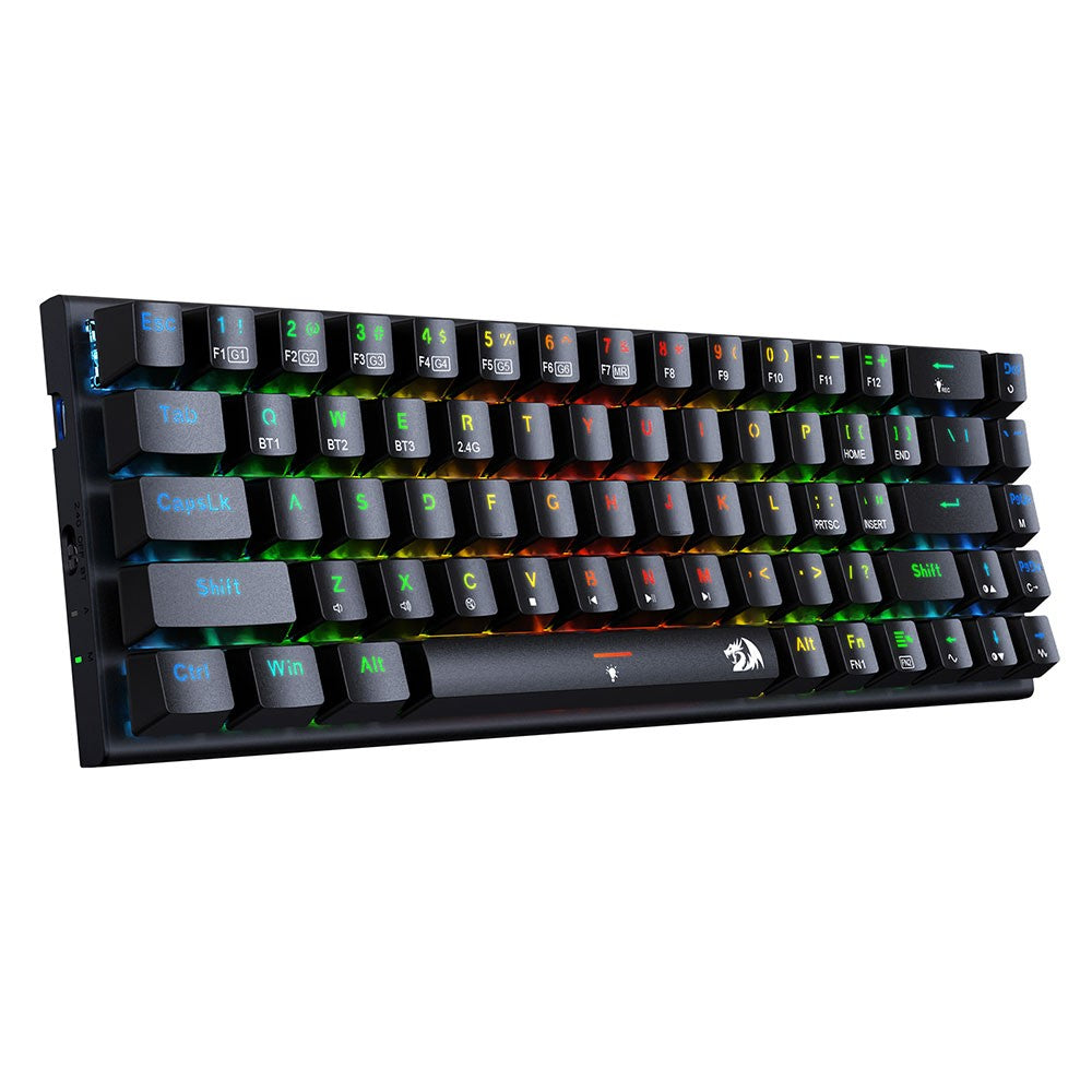 Redragon K633RGB-PRO Ryze Pro 68 Key Bluetooth/2.4Ghz/Wired Tri-Mode Mechanical Keyboard RGB Backlight Red Switch - Black