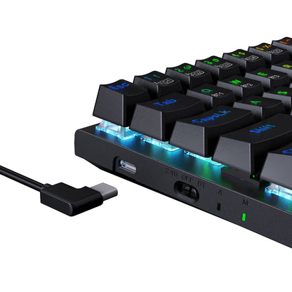 Redragon K633RGB-PRO Ryze Pro 68 Key Bluetooth/2.4Ghz/Wired Tri-Mode Mechanical Keyboard RGB Backlight Red Switch - Black