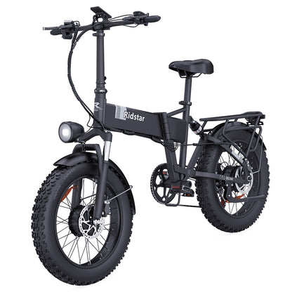 Ridstar H20 Pro Electric Bike, 1000W*2 Motor, 48V 23AH Battery, 20*4 Inch Fat Tires, 49km/h Max Speed, 112km Range, Hydraulic Disc Brake, Front and Rear Shock Absorber, Shimano 7-speed