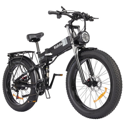 Ridstar H26 Pro Electric Bike, 26*4.0 inch All-terrain Fat Tires 1000W Motor 48V 23Ah Battery 58km/h Max Speed 120km Max Range Oil Brake