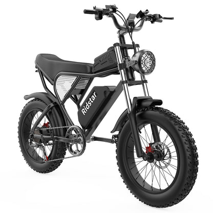 Ridstar Q20 Electric Bike, 1000W Brushless Motor 20*4.0 inch Fat Tires 48V 20Ah Removable Battery 48km/h Max Speed 150kg Max Load 120km Max Range Hydraulic Disc Brake