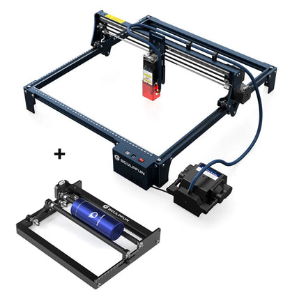Laserový gravírovací stroj SCULPFUN S30 s voštinovým a rotačným valcovým automatickým systémom vzduchovej asistencie Gravírovací stroj 410 x 400 mm Oblasť gravírovania