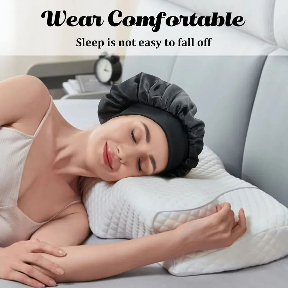Novo saténová nočná čiapka do vlasov Dámska jednoliata čiapka na spanie Sleep Care Bonnet nočná čiapka pre ženy Unisex čiapka