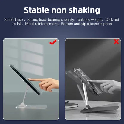 VIKEFON Aluminium Alloy Prenosný držiak na tablet pre iPad Nastaviteľný Flexibilný skladací Lazy Desktop Live Držiak na mobilný telefón