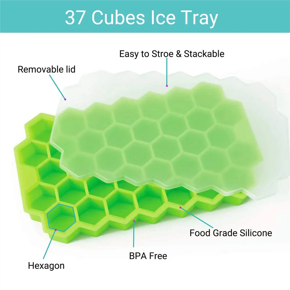 Forma na bloky ľadu Honeycomb Silikónový blok na ľad Forma na výrobu ľadu Opakovane použiteľný výrobník ľadu v potravinárskej kvalite s vrchnákom na letné džúsové víno