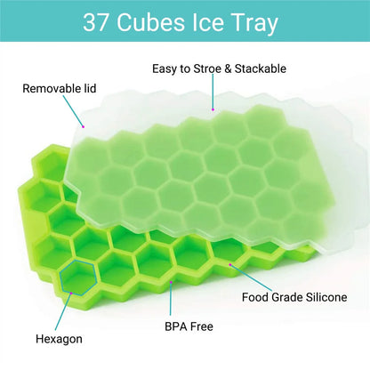 Forma na bloky ľadu Honeycomb Silikónový blok na ľad Forma na výrobu ľadu Opakovane použiteľný výrobník ľadu v potravinárskej kvalite s vrchnákom na letné džúsové víno