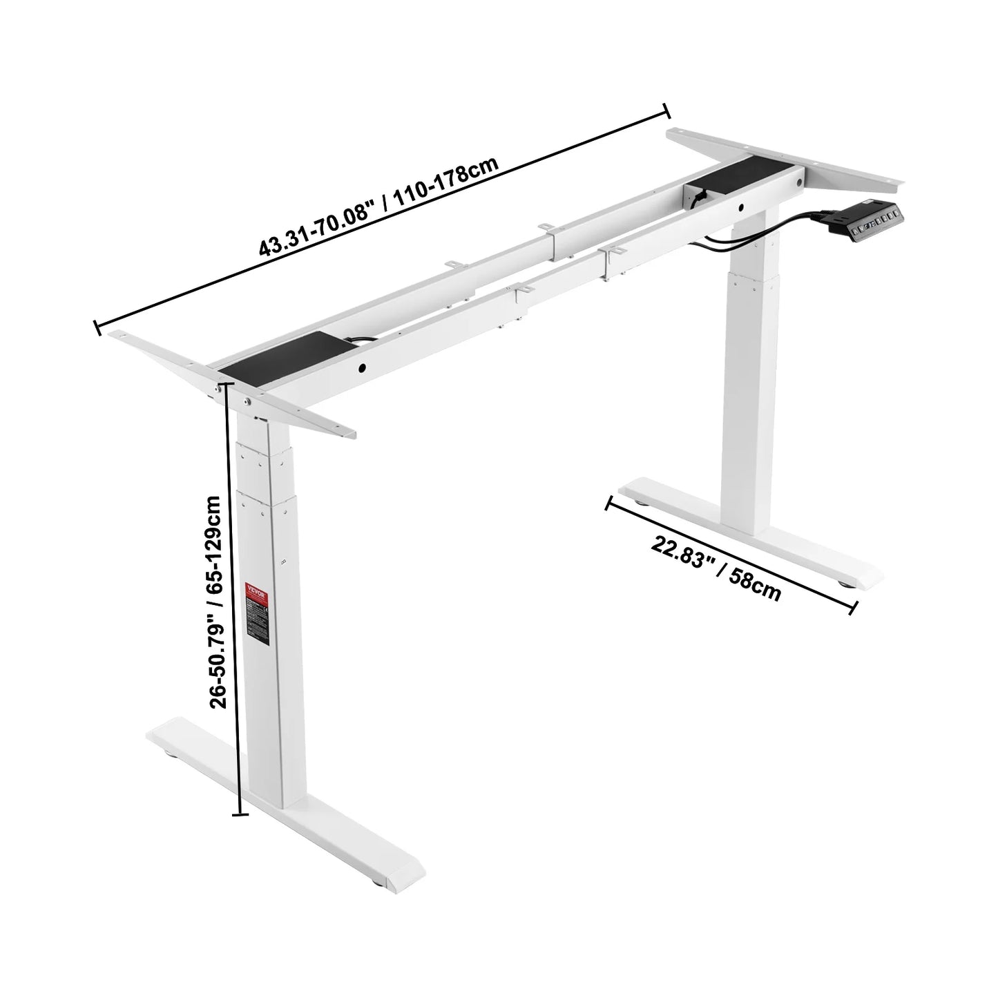 Stojanový stojan na stôl VEVOR Elektrický stojan na počítač Nohy k stolu Ergonomická základňa pracovnej stanice pre domácich majstrov pre domácnosť a kanceláriu Čierna biela