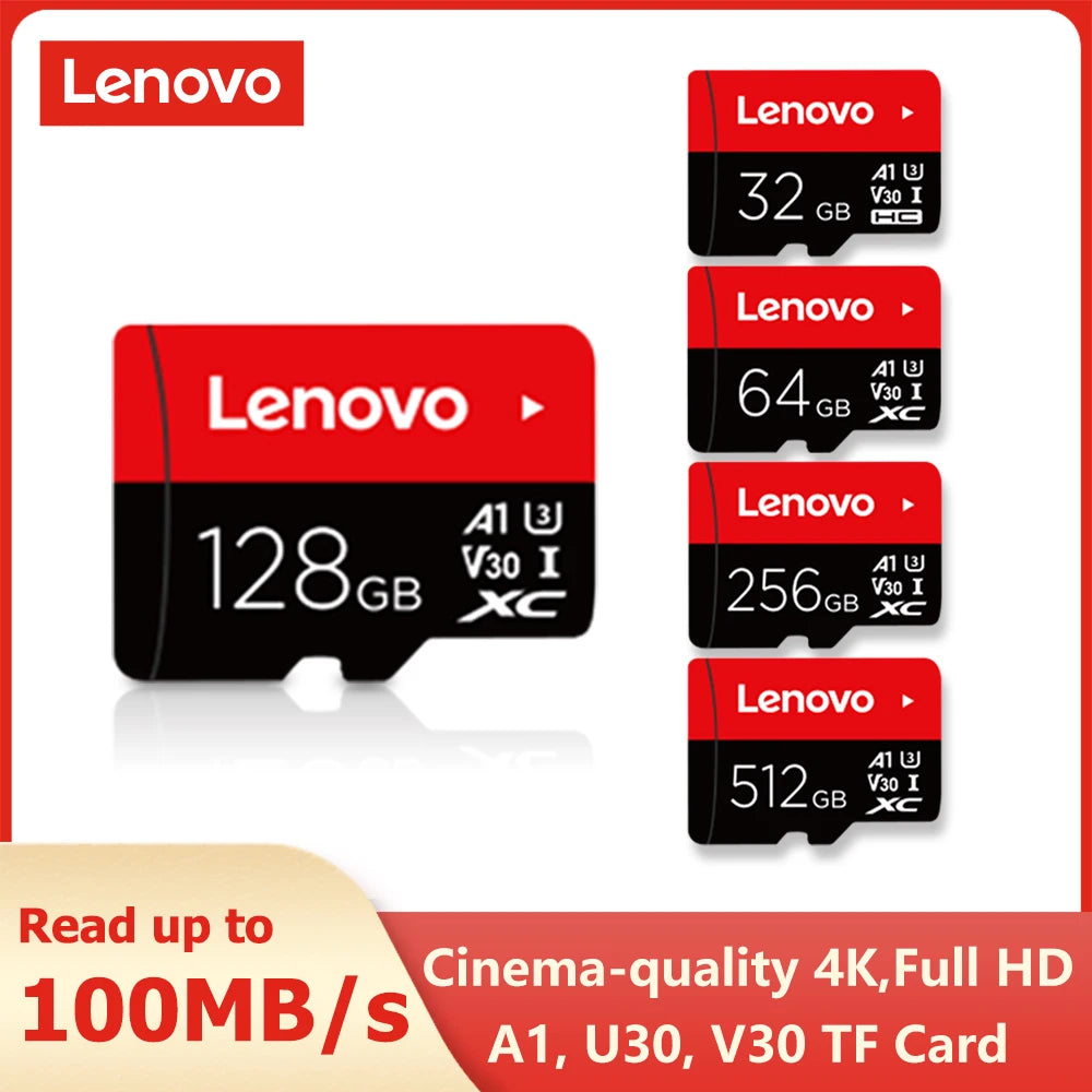 Pamäťová karta Lenovo 512 GB 256 GB 128 GB 64 GB 32 GB U3 V30 4K Full HD Micro TF Mini SD karta Pamäťová karta TF Flash pre telefón/počítač