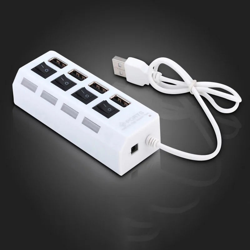 Vysokorýchlostný 4/7 portový USB HUB 2.0 Adaptér Expander Viacnásobný USB rozbočovač Viacnásobný rozširovač s LED prepínačom lampy pre PC Laptop