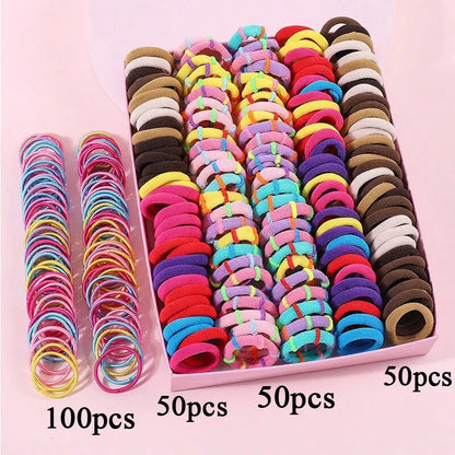 250/300 ks Dievčenské farebné gumičky do vlasov Súprava Nylonová elastická gumička Detský držiak do chvosta Scrunchies Detské vlasové doplnky