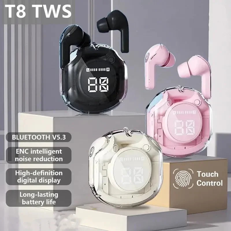 Bezdrôtové slúchadlá do uší T8 PRO Tws Bluetooth s digitálnym LED displejom pre slúchadlá Xiaomi Huawei iPhone