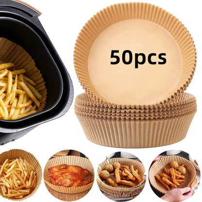 50/100/200 ks Jednorazový papier do vzduchovej fritézy Okrúhly/štvorcový špeciálny papier Potravinársky silikónový olejový papier Vložky do fritézy Papier na pečenie