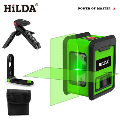 HILDA 2-riadkový laserový samonivelačný laser so zelenými lúčmi Horizontálne a Vertikálne priečne línie