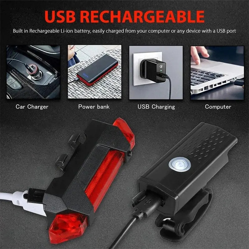 Predné svetlá na horský bicykel USB LED Dobíjacie vodotesné predné svetlo na horský bicykel Bezpečnostné výstražné svetlo na bicykel Cyklistické príslušenstvo