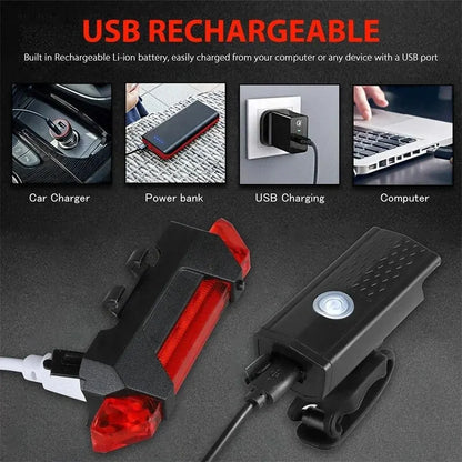 Predné svetlá na horský bicykel USB LED Dobíjacie vodotesné predné svetlo na horský bicykel Bezpečnostné výstražné svetlo na bicykel Cyklistické príslušenstvo
