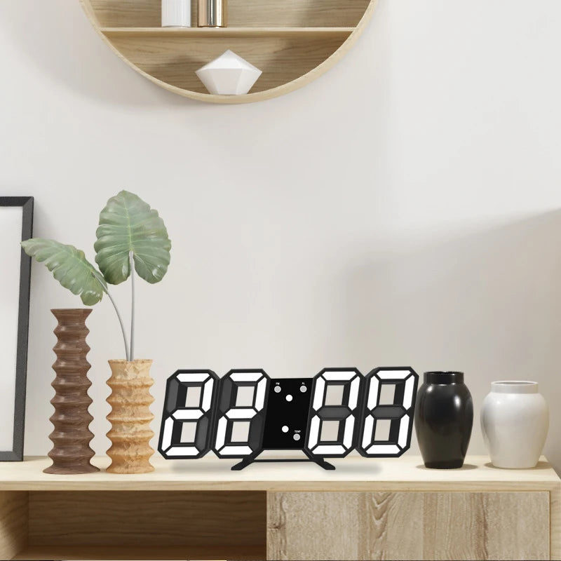 3D LED digitálny budík nástenné hodiny, stolný budík, čas/dátum/teplota pre domácnosť/kuchyňu/kanceláriu