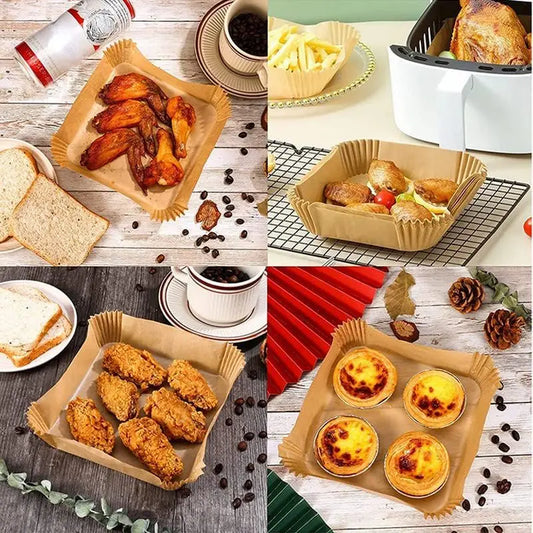 50ks/sada Jednorazová papierová vložka do fritézy 23 cm Vodotesná vzduchová fritéza odolná voči oleju Jednorazové podnosy na papier na pečenie Papier na pečenie