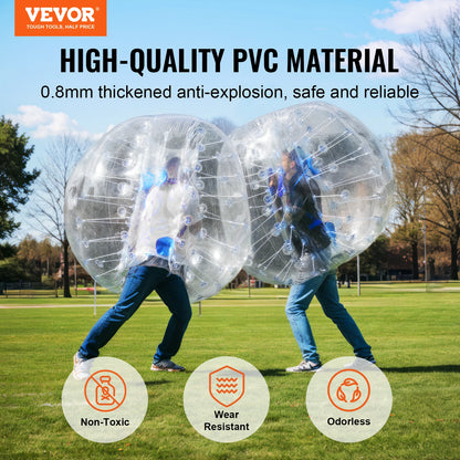 VEVOR 2-balenie nafukovacích nárazníkových loptičiek 4FT/1,2M telo Zorb Ball Aults Detské bublinové futbalové lopty PVC nafukovacia hračka pre tínedžerov a dospelých